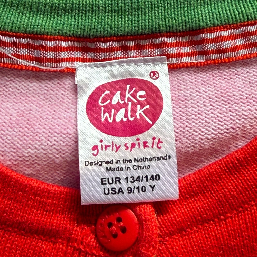 Cakewalk Girls' Red Button-Front Cardigan with Pink Trim - Picture 5 of 5
